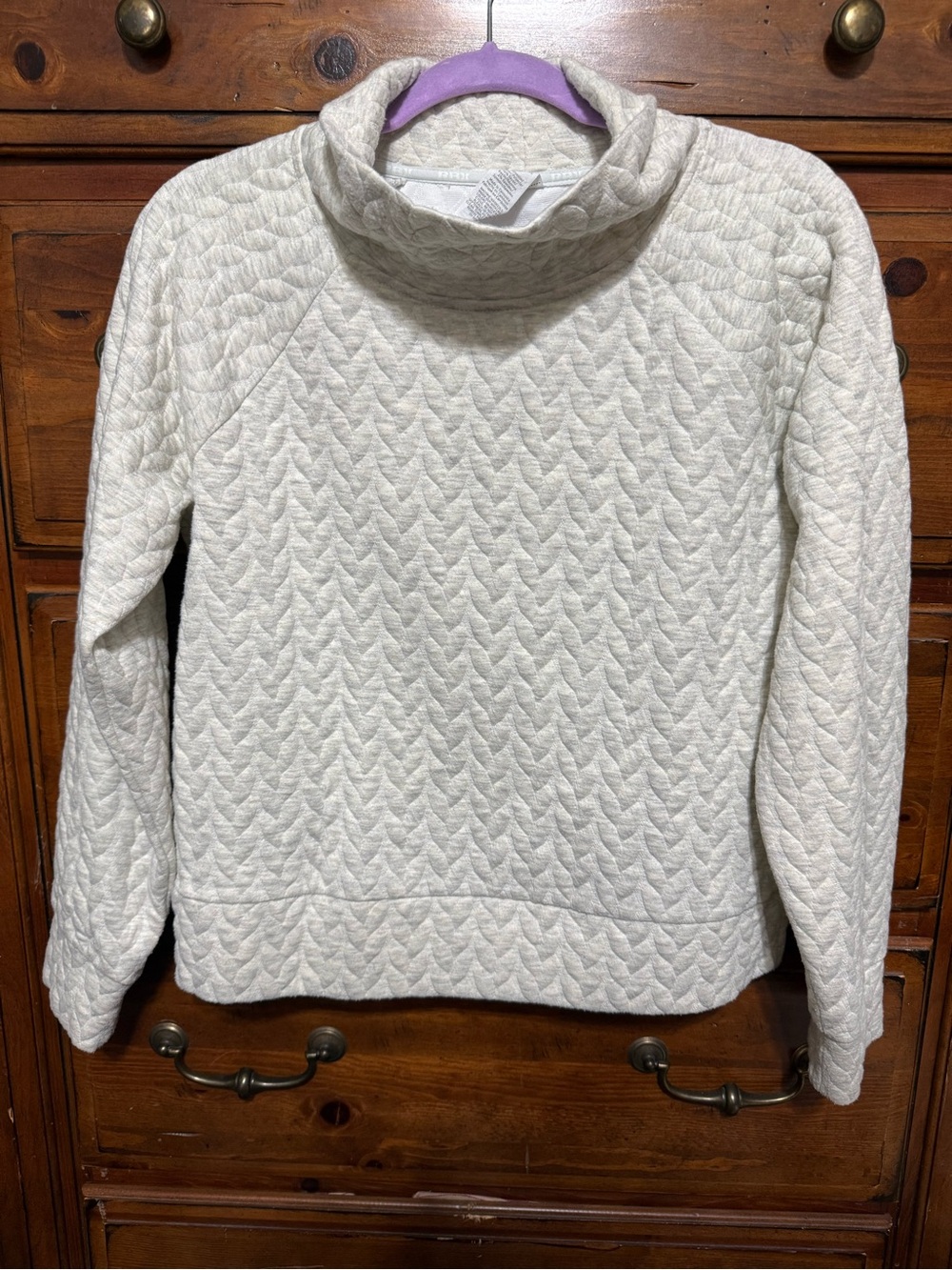 Quilted Cowl Neck Sweater - Cream